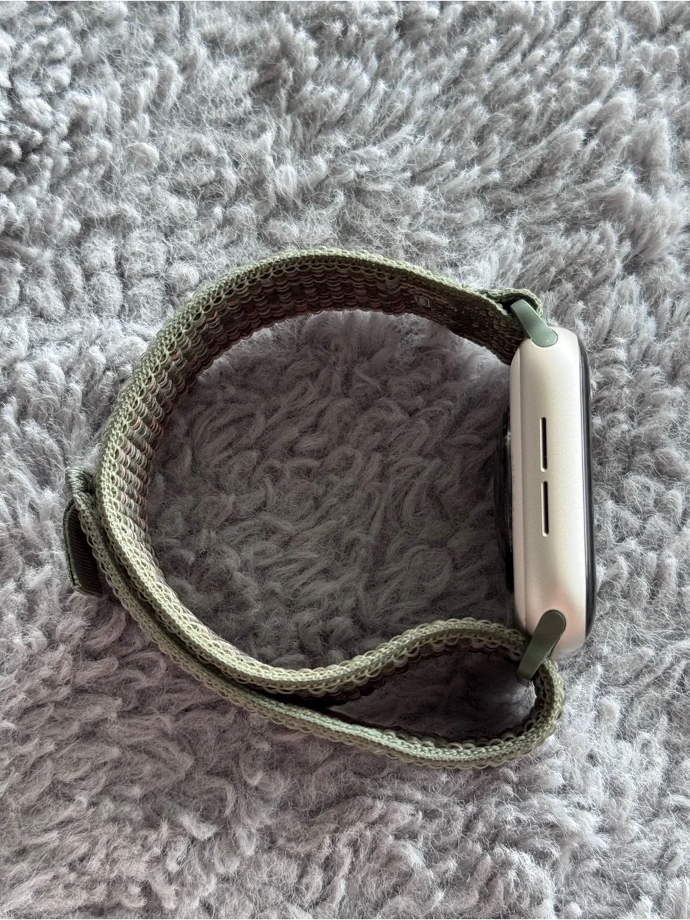 Apple Watch with Green and Orange Woven Nylon Band